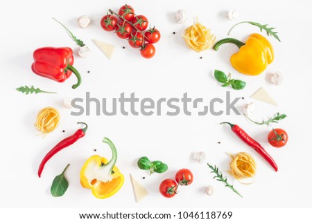 Similar – Image, Stock Photo Composition of pasta and kitchenware on table