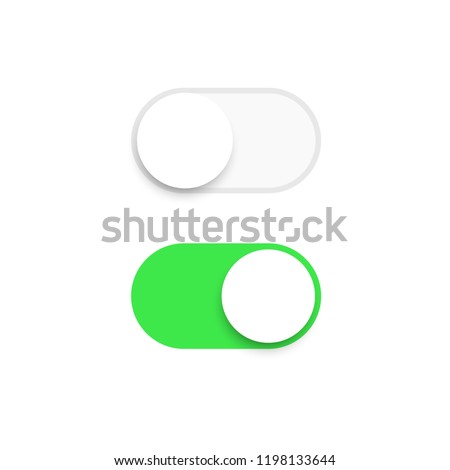 Realistic switch toggle buttons, set or tree sliders in ON and OFF position Vector illustration.