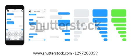 SmartPhone chatting sms template bubbles. SMS chat composer. Place your own text to the message. Phone chatting sms template bubbles. Vector illustration