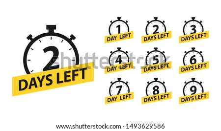Number 1, 2, 3, 4, 5, 6, 7, 8, 9, 10, of days left to go. Promotional banners. Collection badges sale, landing page, banner.