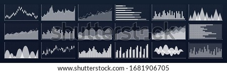 Graphs and charts templates. Big set business infographics. Statistic and data, information, economy. Financial chart. Vector illustration.