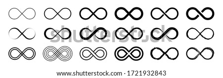 Set of infinity icons. Unlimited infinity, endless, logos. Vector illustration.