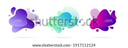 Abstract liquid shape. Set of modern graphic elements. Fluid dynamical colored forms banner. Gradient abstract liquid shapes. Vector illustration.
