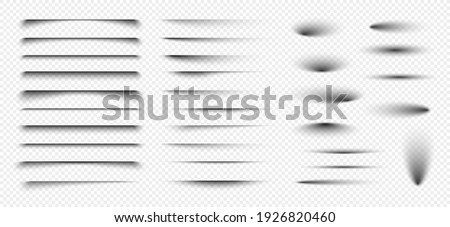 Set of realistic round shadow and shadow effect. Poster, flyer, business card, banner shadow collection. Vector shadows isolated on transparent background.