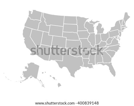 Blank similar USA map isolated on white background. United States of America country. Vector template for website, design, cover, infographics. Graph illustration. Foto stock © 