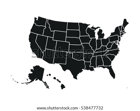 Blank similar USA map isolated on white background. United States of America country. Vector template for website, design, cover, infographics. Graph illustration. Foto stock © 