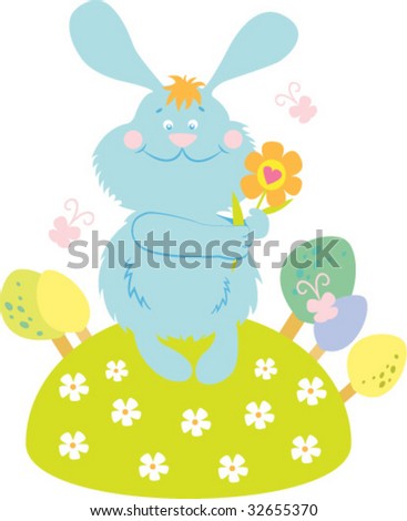 Bunny With Flower. Stock Vector 32655370 : Shutterstock