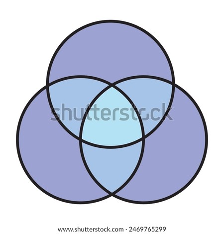 Shape with overlapping circles motif. Geometric intersecting circles, rings abstract icon. Discrete maths glyph color icon. Overlapping circles. Intersection. Venn diagram. 7891