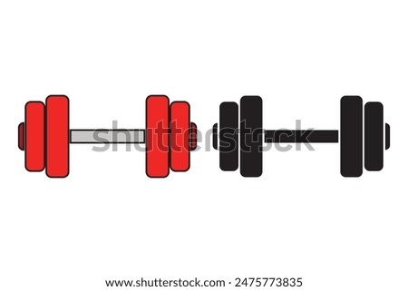 Dumbbell icon. Black silhouette. Front view. Vector simple flat graphic illustration. The isolated object on a white background. Isolate.Isolated dumbbell icon, Gym equipment.