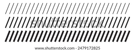 Slash line. Border with diagonal lines. Angle of tilt stripes. Black pattern of footer isolated on white background. Vector.