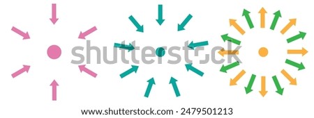 Arrows outward and arrow inward icon symbol vector illustration.