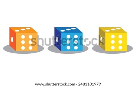 Dice game icon image vector illustration design. Casino Dice Icon Set In Flat Style Vector Illustration. Game Dice, Game Die, Pip Dice.