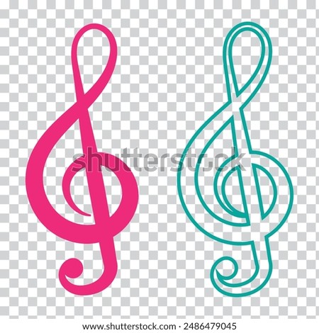 Icon of music note. Music Note Icon, Treble Clef, Bass Clef, Sharp, Flat. Continuous one line hand drawing music icon and musical symbols outline vector minimalist style.