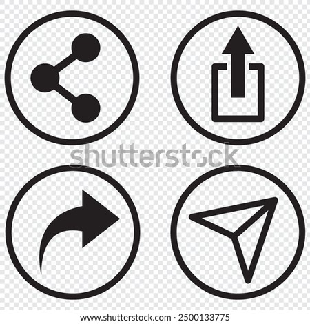 Share icon set. Sharing vector icon. share arrow icon reply send forward icons button. Like, comment, share and save icons. Social media flat icon. Vector EPS 10.