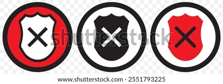 Shield check mark icon or security shield protection icon with tick symbol. Set of security shield icons, security shields logotypes with check mark. eps 10.