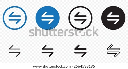 Print Transfer arrows icon set. compare or exchange vector symbol. swap, flip or change sign. two way data trade icon. eps 10.