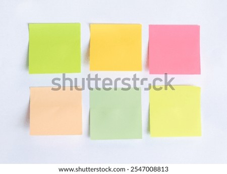 Similar – Image, Stock Photo multicolored blank paper stickers of different colors on a blue background