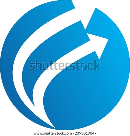 round arrow letter f business logo