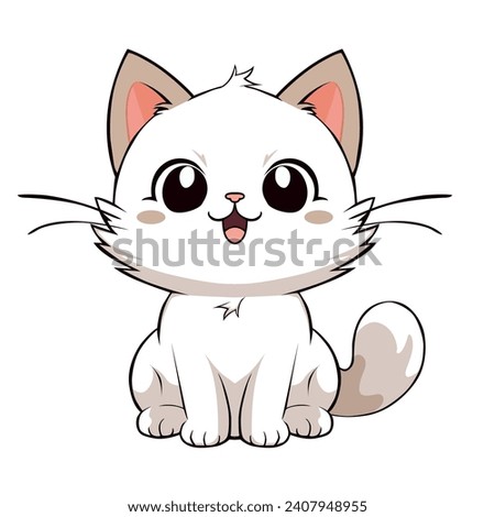 cartoon, cute, character, funny, illustration, anime, cat, pet, kitten, happy, animal, kitty, baby, adorable, design, kawaii, isolated, fun, orange, art, vector, holiday, doodle, sticker, beautiful