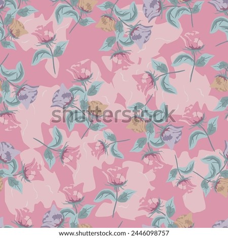 Vector seamless pattern with peonies on a pink background