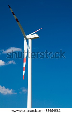 Wind power system with blue sky