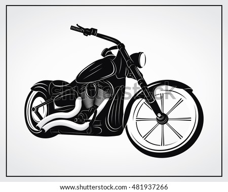 Motorcycle vector illustration. Isolated black and white vector motorcycle on a white background. Vector Harley Davidson.