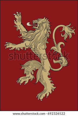 High quality redraw of a Lannister Heraldic Sign. A song of Ice and Fire Great House Heraldry. Game of Thrones heraldic vector sign. Great Houses of Westeros. Vector Heraldry. CMYK. A4 size.