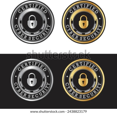 certified cyber security Technology  Lock icon logo design with editable vector file