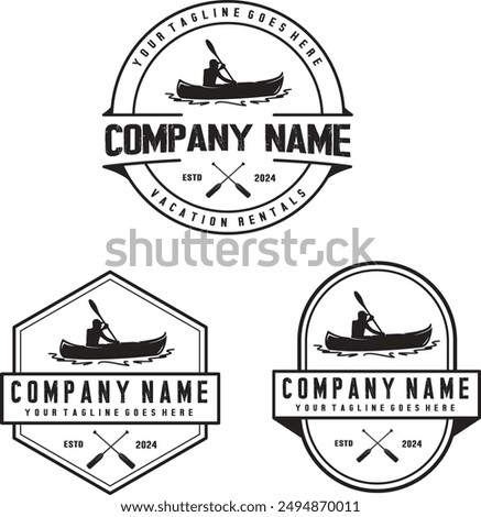 kayak and canoe vacation rental logo design with editable vector file 