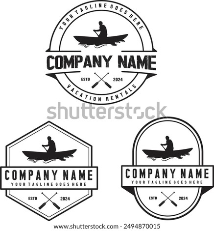 kayak and canoe vacation rental logo design with editable vector file 