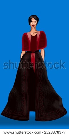 Similar – Image, Stock Photo Female tailor fitting skirt of dress