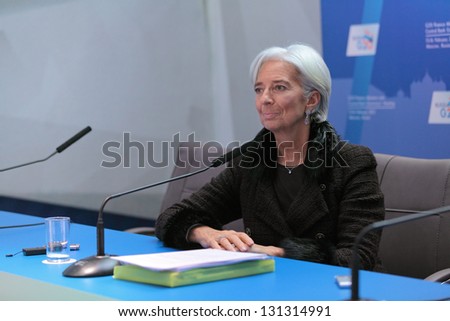 MOSCOW, RUSSIA - FEB 16: Christine Lagarde, Managing Director of the International Monetary Fund at a press-conference dedicated to the upcoming summit G20 on February, 16, 2013 in Moscow, Russia