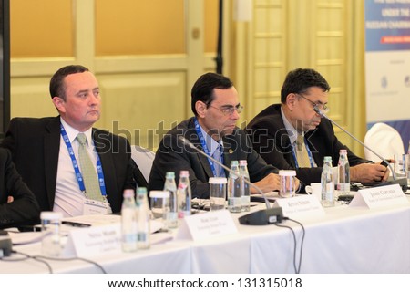 MOSCOW, RUSSIA - FEB 15: Jaime Caruana General Manager Bank for International Settlements at G20 Finance Ministers and Central Bank Governors Deputies Meeting on February, 15, 2013 in Moscow, Russia