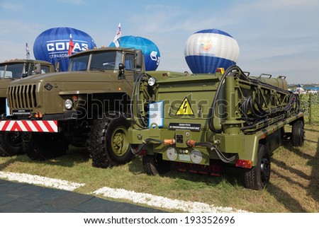 ZHUKOVSKY, RUSSIA - AUG 29, 2013: The electrical unit is mobile airfield (diesel power station) at the International Aviation and Space salon MAKS-2013