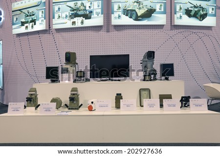 NIZHNY TAGIL, RUSSIA-SEP 26, 2013: The international exhibition of armament, military equipment and ammunition RUSSIA ARMS EXPO (RAE-2013). Night, day, thermal observation devices for armored vehicles