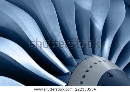 Turbo-jet engine of the plane, close up