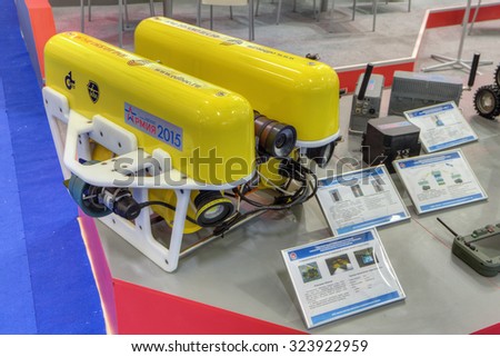 KUBINKA, MOSCOW OBLAST, RUSSIA - JUN 16, 2015: Remote-controlled unmanned underwater vehicle at the International military-technical forum ARMY-2015 in military-Patriotic park
