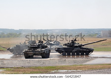 ZHUKOVSKY, RUSSIA - JUL 1:Demonstration of tanks at the IV international salon of arms and military technology. Engineering technologies international forum on Jul 1, 2010 in Zhukovsky.