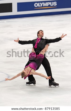 MOSCOW - APRIL 30: Alexander Shakalov & Siobhan Heekin-Canedy compete in a pairs ice dancing routine during the 2011 World championship figure skating at the Palace of Sports \