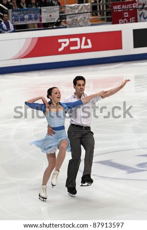 MOSCOW - APRIL 30: Anna JoAnn Cappellini & Luca Lanotte compete in a pairs ice dancing routine during the 2011 World championship figure skating at the Palace of Sports \