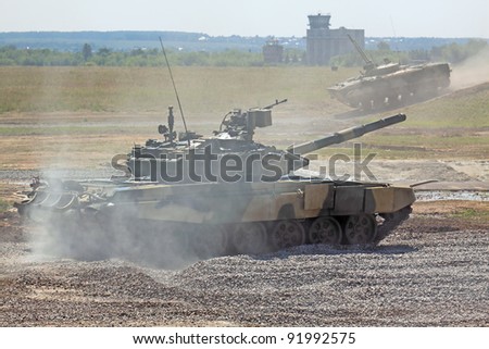 ZHUKOVSKY, RUSSIA - JUL 1: The IV international salon of arms and military technology. Engineering technologies international forum on Jul 1, 2010 in Zhukovsky. Main Russian tank T-90