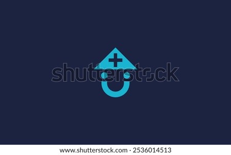 letter u house with plus logo icon design vector design template inspiration