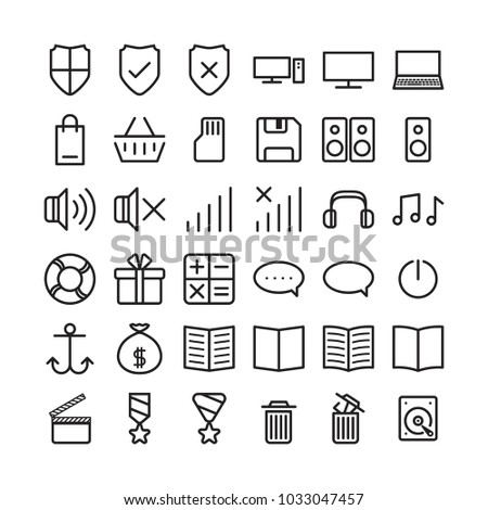 Universal linear icons set for mobile and web apps on a white background
