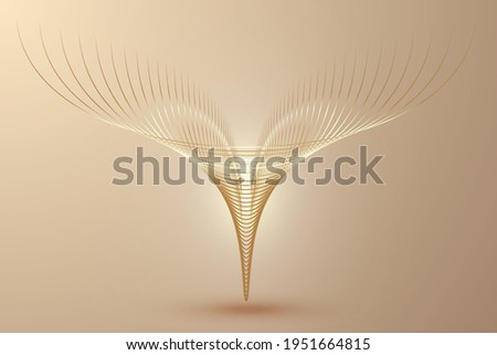 Golden lines shaped like unfolded wings or leaf petals abstract graphics  Foto stock © 