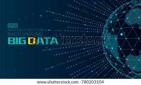 The combination of radiation and dotted line is the background of big data technology vector, which implies globalization, internationalization and scientific and technological concept