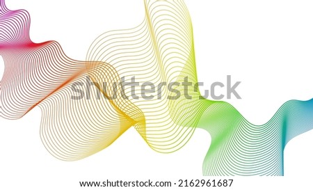 Abstract backdrop with colorful wave gradient lines on white background. Modern technology background, wave design. Vector illustration