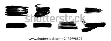 Set of black brush strokes. Hand drawn ink spots isolated on white background. Vector illustration
