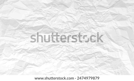 White clean crumpled paper background. Horizontal crumpled empty paper template for posters and banners. Vector illustration