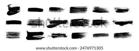 Set of black brush strokes. Hand drawn ink spots isolated on white background. Vector illustration