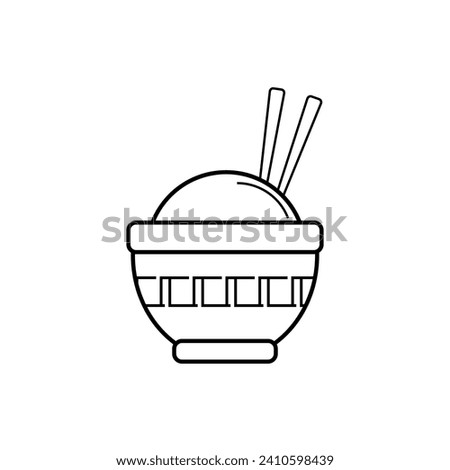 Vector icon of a bowl filled with rice for chinese new year celebration